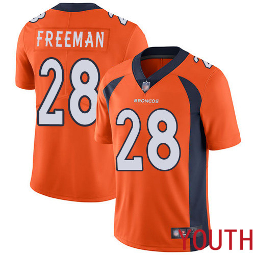 Youth Denver Broncos 28 Royce Freeman Orange Team Color Vapor Untouchable Limited Player Football NFL Jersey